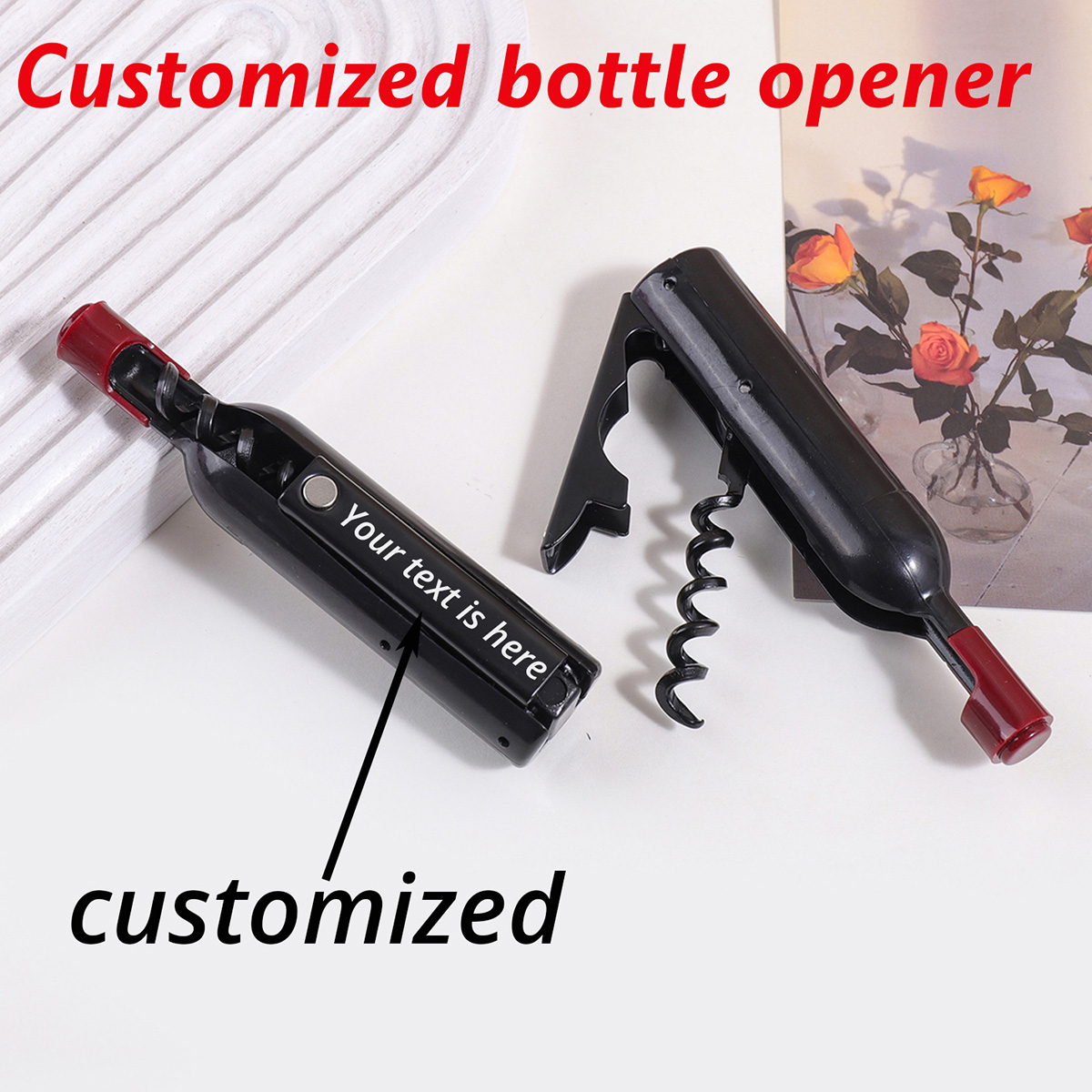 Wine Beer Name - Sacacorchos de Vino con Texto Personalizado,
